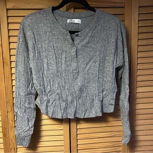 Hollister Small Gray Long Sleeve Henley